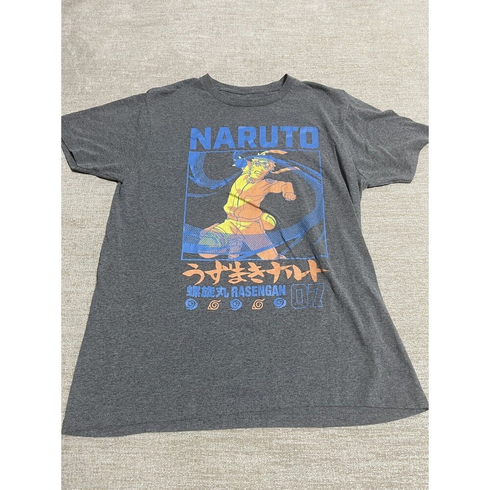 Naruto Shirt Adults Medium Gray T-shirt 2002 Shippuden Collection Rasengan 07